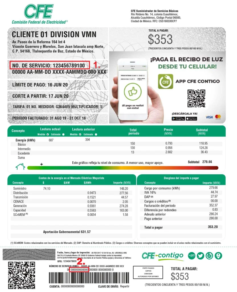 Recibo CFE Pago en Línea